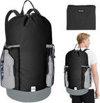 BALEINE 2PK 120L Laundry Bag Backpack, 900D Oxford Fabric Large Travel Laundry Bags with Shoulder Straps and 2 Mesh Pockets for College Dorm, Apartment, Laundromat (Black, 120L)