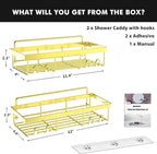 Moforoco Shower Caddy Shelf Organizer Rack, Self Adhesive Black Bathroom Shelves Basket, Home Farmhouse Wall Inside Organization and Storage Decor Rv Accessories, First Camper Apartment Essentials