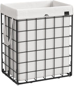 SONGMICS Laundry Hamper, 23.8 Gal. (90L) Laundry Basket, Collapsible Clothes Hamper, Black and White ULCB190W01