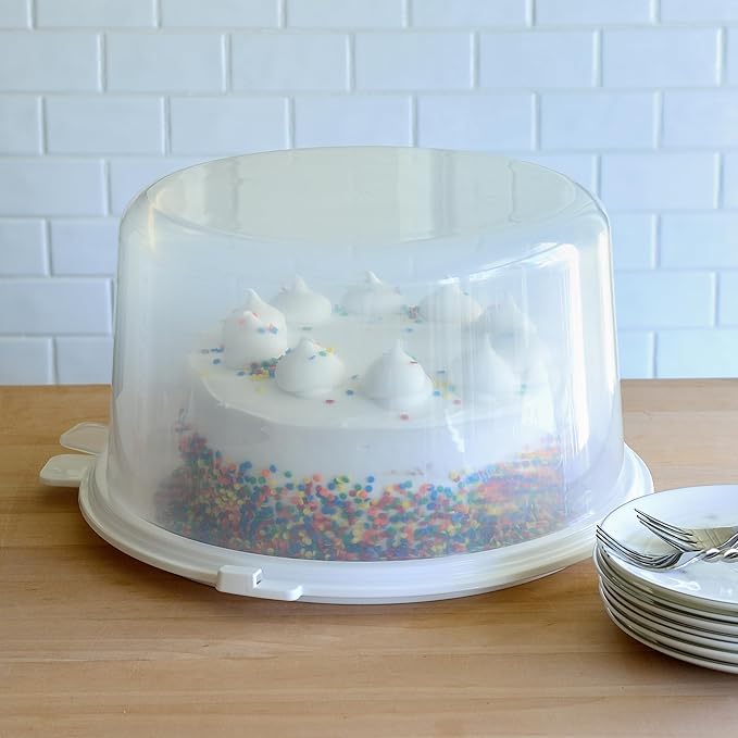 Youngever Plastic Cake Carrier, Clear Cake Container, 12 Inch Cake Carrier with Lid, Cake Storage, Cake Keeper