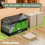 310 Gallon Extra Large Deck Boxes, 1170L Capacity Waterproof Outdoor Storage Bin for Patio Furniture Cushions, Pool Accessories, Garden Tools and Christmas Tree, Black & Green