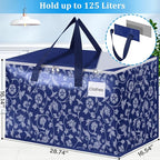 HomeHacks Moving Bags, Extra Large Size Moving Boxes, Heavy Duty Luggage Bags with Smooth Zipper and Sturdy Handles, Large Capacity & Easy Loading Storage Totes for Space Saver 125L, 6-Pack, Blue