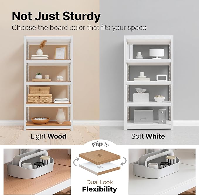 HOMEDANT House 5 Tier 24.1" W Laminated Metal Shelving Unit Adjustable Storage Utility Rack Heavy Duty Shelves Organization Multipurpose Shelf Kitchen Garage Pantry Closet 1 Pack | House, Adjustable, Utility Rack, Shelves, Organization, Multipurpose