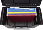 Storex Legal File Box with Organizer Lid – Plastic Office File Storage Box for Letter and Legal Hanging Folders, Obsidian, 1-Count (61510A01C)