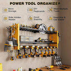 Power Tool Organizer Wall Mount,Cordless Drill Hanger Storage Rack 8 Drill Holder,3 Layers Heavy Duty Power Tool Storage Rack(Yellow)