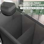 60 Gal(230L) High Grade Large Laundry Basket with Wheels, Rolling Laundry Hamper, Laundry Cart with Metal Frame and Removable Bag Design, Suitable for Laundry Room, Bedroom (Black, 3 Section 230L)