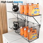 2 Pack Laundry Room Shelves Organization and Storage,Wall Mounted Clothes Drying Rack with Wire Mesh Basket Over Washer and Dryer, (Black, 2 Pack)