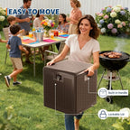 Garvee 28 gal Outdoor Storage Box with Lid, Weather-Resistant Plastic Deck Box, Lockable Outdoor Storage Bin for Patio Furniture, Gardening Tools and Accessories, Brown