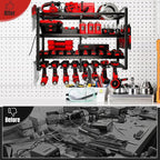Large Power Tool Organizer Wall Mount, 4 Layer Heavy Duty 8 Cordless Drill Holder Tool Storage Rack, Load 400lbs Utility Power Tool Rack for Garage,Workbench,Workshop,Gifts for Men