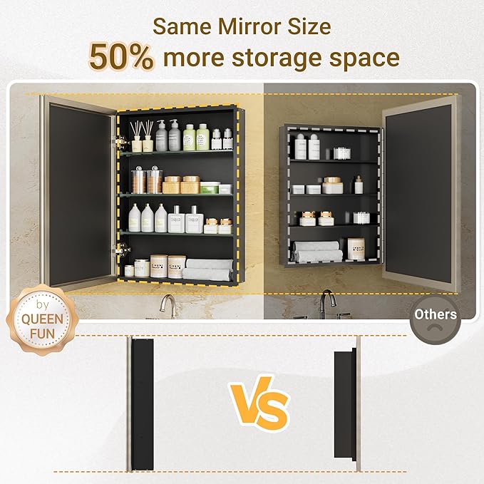 Pre-Assembled Surface or Recessed Medicine Cabinet Mirror-72x30 Brushed Nickel Bathroom Medicine Cabinet with Mirror & Rustproof Aluminum Frame, Beveled Bathroom Vanity Mirror with Storage