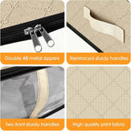 StorageRight Under Bed Storage Bags 6 Pack, 40L Large Clothes & Comforter Storage Containers with Clear Window, Breathable Fabric Organizer for Blankets, Bedding, Seasonal Clothing, Beige