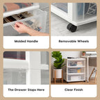 IRIS USA Plastic Drawer Storage Organizer Rolling Cart, with Wheels Casters, 3-Drawers, for Art Craft Supplies Bathroom Dorm Bedroom Laundry Room, Wide, White