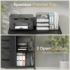 ZENY Lateral File Cabinet with 3 Drawers, Mobile File Cabinet Printer Stand, Rolling Fabric Lateral Filing Cabinet for Office Home Small Space (Black)