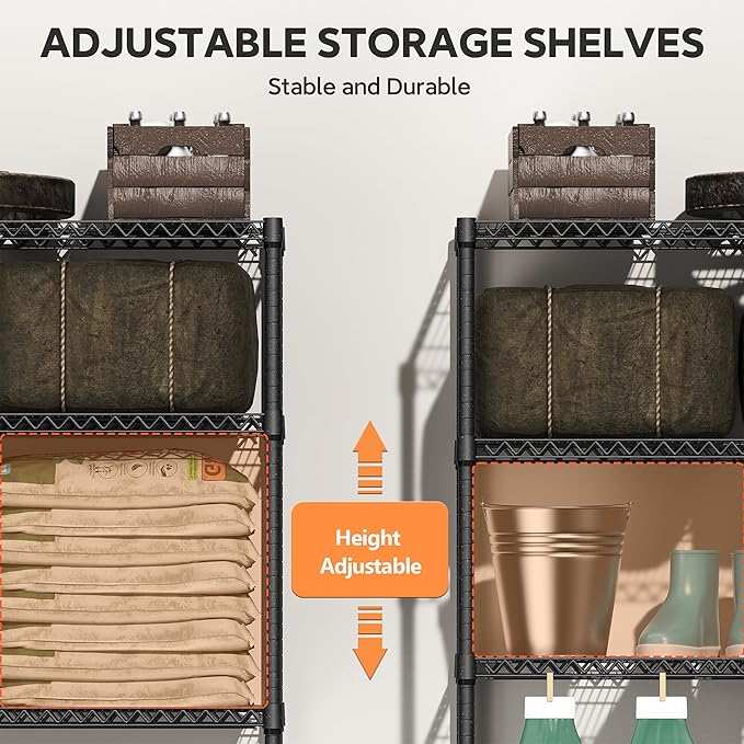 2400LBS 35.5" W Standing Shelf Units Wire Rust-Proof Outdoor Storage Shelving 4-Tier Utility Shelving Unit for Garden Home,Kitchen,Office Dark Grey 17.7" D x 35.5" W x 59.4" H