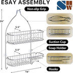 Simple Houseware Stainless Steel Bathroom Hanging Shower Head Caddy Organizer (26 x 16 x 5.5 inches)