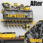 Power Tool Organizer Wall Mount, Heavy Duty Metal Tool Storage Rack Loads 320lbs, 8 Cordless Drill Holder 3 Layer for Garage, Workshop, Tool Room, Gift for Men