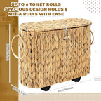 Weysat Wicker Toilet Paper Basket with Lid and Detachable Wheels Boho Slim Woven Toilet Paper Holder Holds up to 9 Mega Rolls for Home Bathroom Decor Organizer