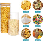 Vtopmart 70oz Glass Food Storage Jars, 3 Pack Large Kitchen Containers with Airtight Bamboo Lids for Pasta, Nuts, Flour, Canisters Set for Cereal, Pantry Organization, BPA Free