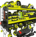 Power Tool Organizer, 15 Min Quick Assembly & Max 420lb Load by Heavy Duty Metal, 6 Slots for Cordless Drill with 4 Outlet Power Strip in Garage/Workshop/Suitable for Thanksgiving/Christmas