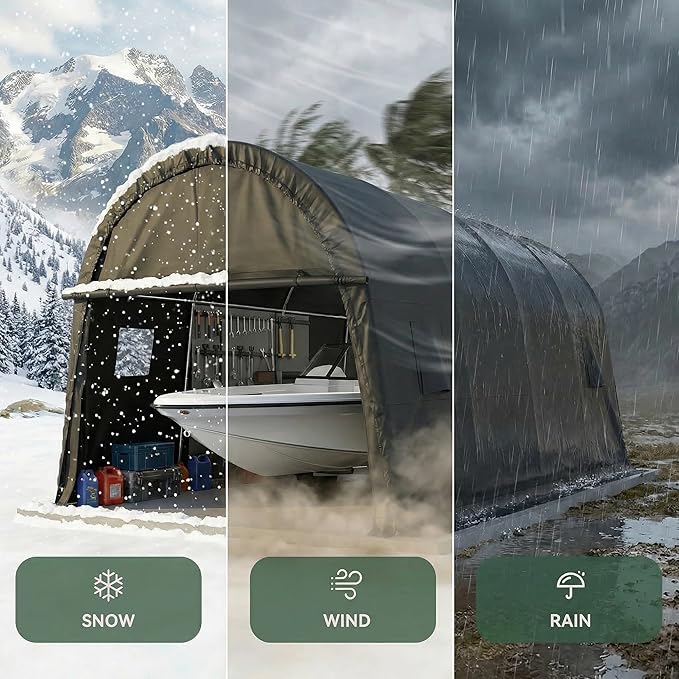 COBIZI Carport 12x20 FT Heavy Duty Portable Garage Storage Shelter Shed with All-Steel Metal Frame & Vents, Round Style Outdoor Storage Shed for Car, Truck, Boat, Patio Furniture Anti-Snow Waterproof
