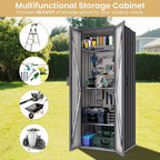 Greesum Outdoor Metal Storage Cabinet, 69'' Lockable Tall Shed, Vertical Tool Organizer with 2 Adjustable Shelves, for Garage, Patio, Backyard, Home & Lawn, Black