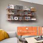 Lumber Rack Wall-Mounted Lumber Storage Rack, Heavy Duty Wood Storage Racks with 9-Level System, 1980 LB Sturdy Garage Wood Organizer, Orange Lumber Metal Racks for Indoor and Outdoor (6 Pack)