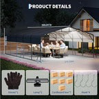 20x25FT Metal Carport w/Led Light,Outdoor Portable Car Garage for Multiple Vehicles,Reinforced Base & Galvanized Steel Roof, Outdoor Car Port Canopy Shelter for Boats, Full-Sized Pickup Trucks