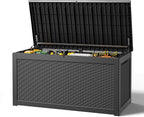 Outdoor Storage Box, Resin Deck Boxes Indoor and outdoor, Waterproof Storage Box Lockable Lid (Black,320 Gallon)
