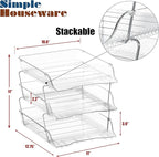Simple Houseware 3-Tier Crystal Clear Stackable Document Letter Tray Paper Organizer - Desk Organizer for A4/Letter Size Documents, File Sorter, Paper Holder, Office Desktop File Storage, Acrylic Look