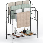 44" Extra Large Free Standing Towel Rack - 4 Tier Outdoor Pool Towel Holder, Versatile Blanket and Quilt Rack Stand for Living Room, Bathroom, Bedroom, Beach, Hot Tub, Gym and Pool Area Outside