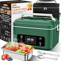 Heated Lunch Box,Pro 24000mah Electric Lunch Box,Battery Powered, 5.5 Cups Portable Food Heater-3D-5 Side Heating-Intelligent Temperature Control,Suitable For Trucks,Offices, Outdoors(Army/Green)