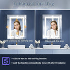 ExBrite LED Lighted Bathroom Medicine Cabinet with Mirror, 24 x 30 Inch, Recessed or Surface Mount, Anti-Fog, Stepless Dimming, Color Temperature Adjustment, 2 Outlets, Storage Shelves, Right Hinge