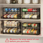 X-cosrack 2 Packs Stackable Can Rack Organizer for Pantry, 2-Tier Sturdy Adjustable Pantry Can Storage Organizer for Canned Food Can Goods, Kitchen Can Dispenser Holder for Soda Drinks Snack, Black