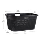 Mind Reader 40L Laundry Basket, Linen Design Clothes Hamper, Plastic Storage Bin with Handles, Black