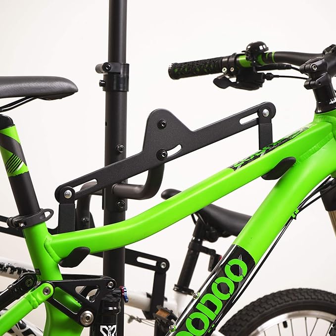 CyclingDeal Bike Vertical Freestanding Hanger Parking Rack - Fully Adjustable Gravity Storage Floor Stand - Safe & Secure for Hanging MTB Road Bicycles in Garage or Home - 4 Bikes Horizontal