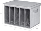 Zilink Upgraded Sweater Storage for Closet Shelf with Lids and Support Boards Clothes Organizer for Closet with 5 Grids Divider Sweater Organizers for Sweaters, Jeans, Pants, Grey Pattern, 3 Pack