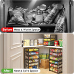 X-cosrack 6 Tier Sturdy Stackable Can Organizer for Pantry, Adjustable Pantry Organizer and Storage for Canned Food Can Goods, Kitchen Can Dispenser Storage Holder for Soda Drinks Snacks