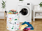 Dinosaur Pattern 19.7 Inch Round Laundry Clothes Hamper Laundry Basket with Handles,Storage Organizer Bins Laundry Gift Basket for Room, Bedroom Decor