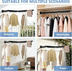 Clothes Drying Rack, Upgrade 3-Fold Wall Mounted Drying Rack Clothing, Laundry Space Saver Retractable Collapsible for Indoor Outdoor Balcony,Laundry,Bathroom, Grey
