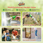 Flexi Hose Expandable Garden Hose with 8 Function Nozzle, 100FT - Lightweight Retractable Garden Hose, Water Hose - No-Kink Flexibility, 3/4 Inch Solid Brass Fittings and Double Latex Core