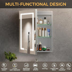 20 * 26 Smart LED Lighted Bathroom Medicine Cabinet Mirror with Touch Control, 3-Color Temperature, Stepless Dimming, 1-Hour Auto-Off – Ideal for Modern Bathrooms and Makeup Routines