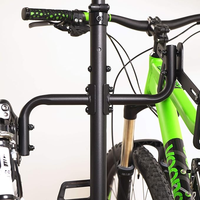 CyclingDeal Bike Vertical Freestanding Hanger Parking Rack - Fully Adjustable Gravity Storage Floor Stand - Safe & Secure for Hanging MTB Road Bicycles in Garage or Home - 4 Bikes Horizontal