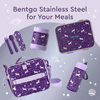 Bentgo Kids Stainless Steel Food Jar - 11oz Leak-Proof Double Insulated Hot or Cold Food Container with Removable Silicone Bumper, Dishwasher Safe, Easy Open Lid, Ages 3+ (Unicorn)