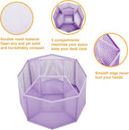 Annova Mesh Desk Organizer Rotate with 5 Compartments Spinning Tidy Candy/Pen Holder Office, Art Supply, Storage, Classroom, Home (Light Purple)
