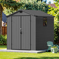 Devoko 6x6 FT Plastic Storage Shed with Floor, Waterproof Resin Garden Outdoor Shed with Lockable Door and Window, Outside Tool Storage Shed for Patio Garden Backyard, Dark Gray