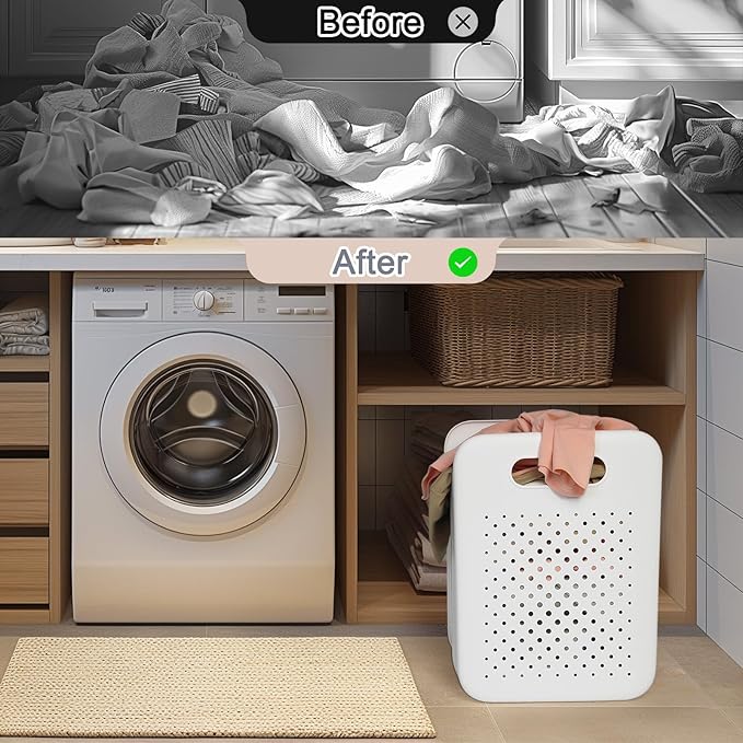 Large Collapsible Laundry Basket with Detachable Hanging Organizer, Space-Saving Wall-Mounted Hamper for Home, Dorms, RVs, Main Basket Measures 13" x 9.5" x 17.5" In