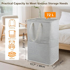 Ultra-durable Laundry Hamper with Practical Side Pocket,Freestanding Laundry Basket with Portable Handles,Foldable Dirty Clothes Basket Space-saving Storage for Bathroom,Bedroom,Nursery,Dorm,Camper,RV