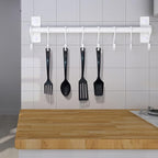 Dseap Kitchen Utensil Holder Hanger, Pot and Pan Rack Wall Mounted, Kitchen Rail with 8 Hooks for Hanging Cooking Utensils, Mugs, Spoons, Wall Mounted, White, Pack of 2