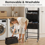 GRANNY SAYS 3 Tier Laundry Sorter, Laundry Basket with Wheels, Laundry Room Organization and Storage, 3 Section Rolling Laundry Cart for Dorm, Bathroom, Bedroom, Closet, Black