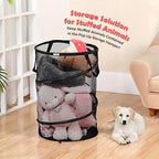 Pop Up Hamper for Laundry Mesh Collapsible Laundry Basket | Large Clothes Hamper - Black 16"L x 16"W x 24"H